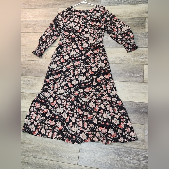 Sanctuary Floral Maxi Black Chiffon Dress Size 4 - Picture 9 of 12